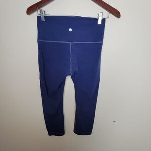 LULULEMON Wunder Under High-Rise Crop 21"Spray Indigo Spray Mineral Blue 6